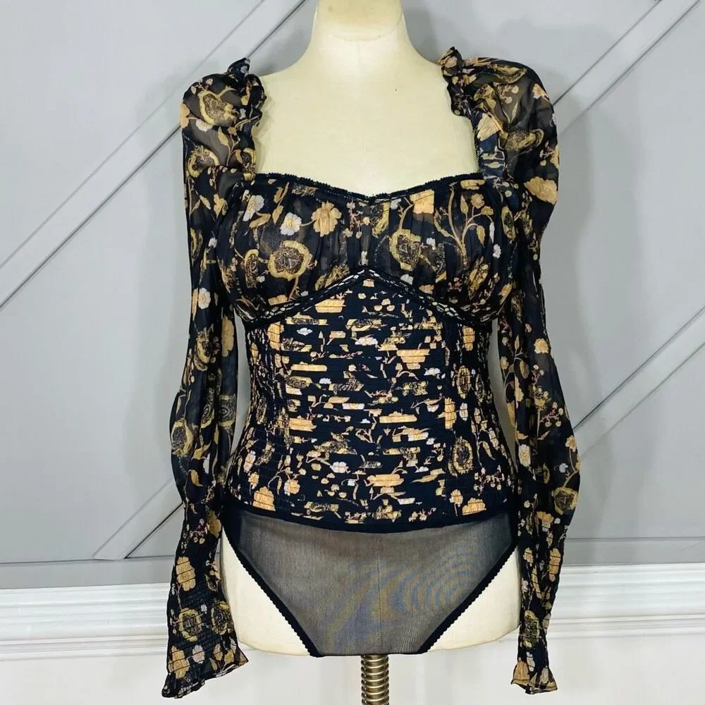 New Free People Intimately‎ Brunch Date Bodysuit Sweetheart Neckline Size S - Picture 5 of 15